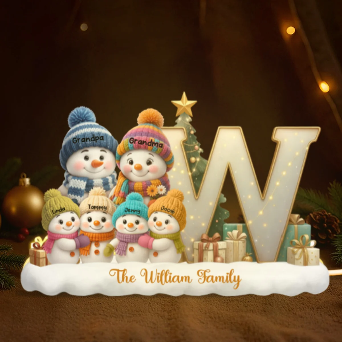Family Name Initial Monogram Snowman - Personalized Light Box - Festive Christmas Decor, Thoughtful Gift for Loved Ones - Image 11