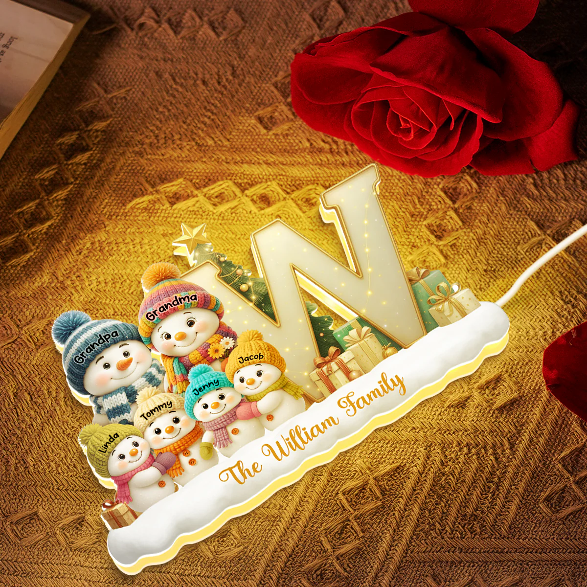 Family Name Initial Monogram Snowman - Personalized Light Box - Festive Christmas Decor, Thoughtful Gift for Loved Ones - Image 4