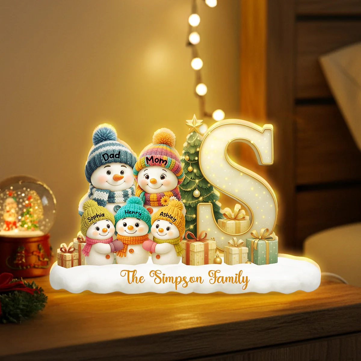 Family Name Initial Monogram Snowman - Personalized Light Box - Festive Christmas Decor, Thoughtful Gift for Loved Ones - Image 9