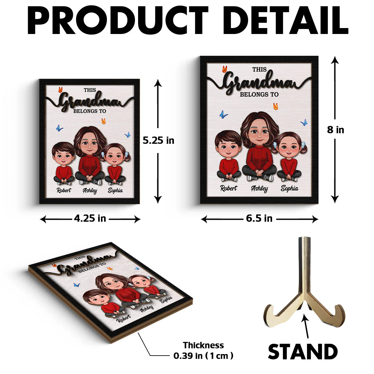 This Grandma Belongs To Personalized 2-Layer Wooden Plaque - Image 5
