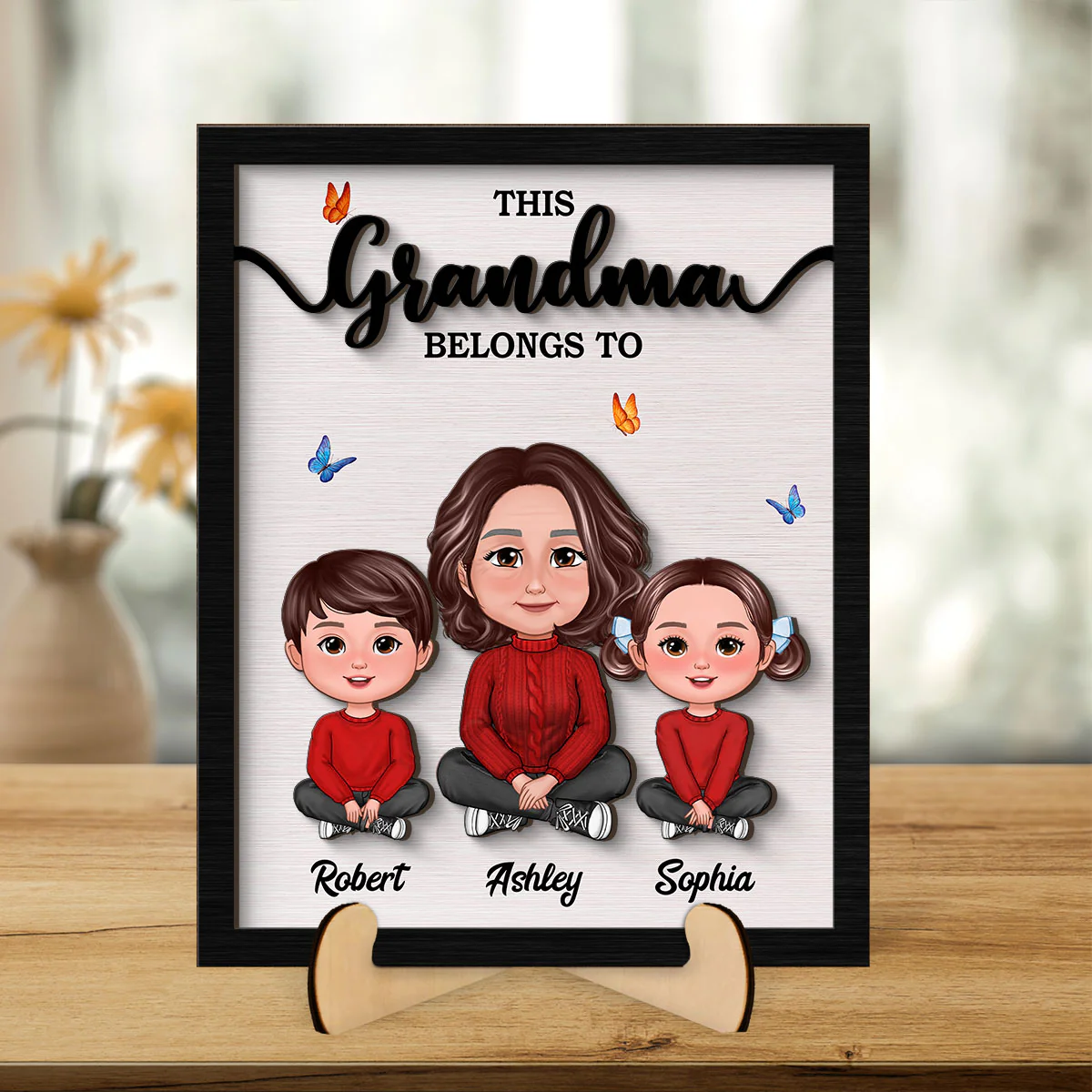 This Grandma Belongs To Personalized 2-Layer Wooden Plaque - Image 7