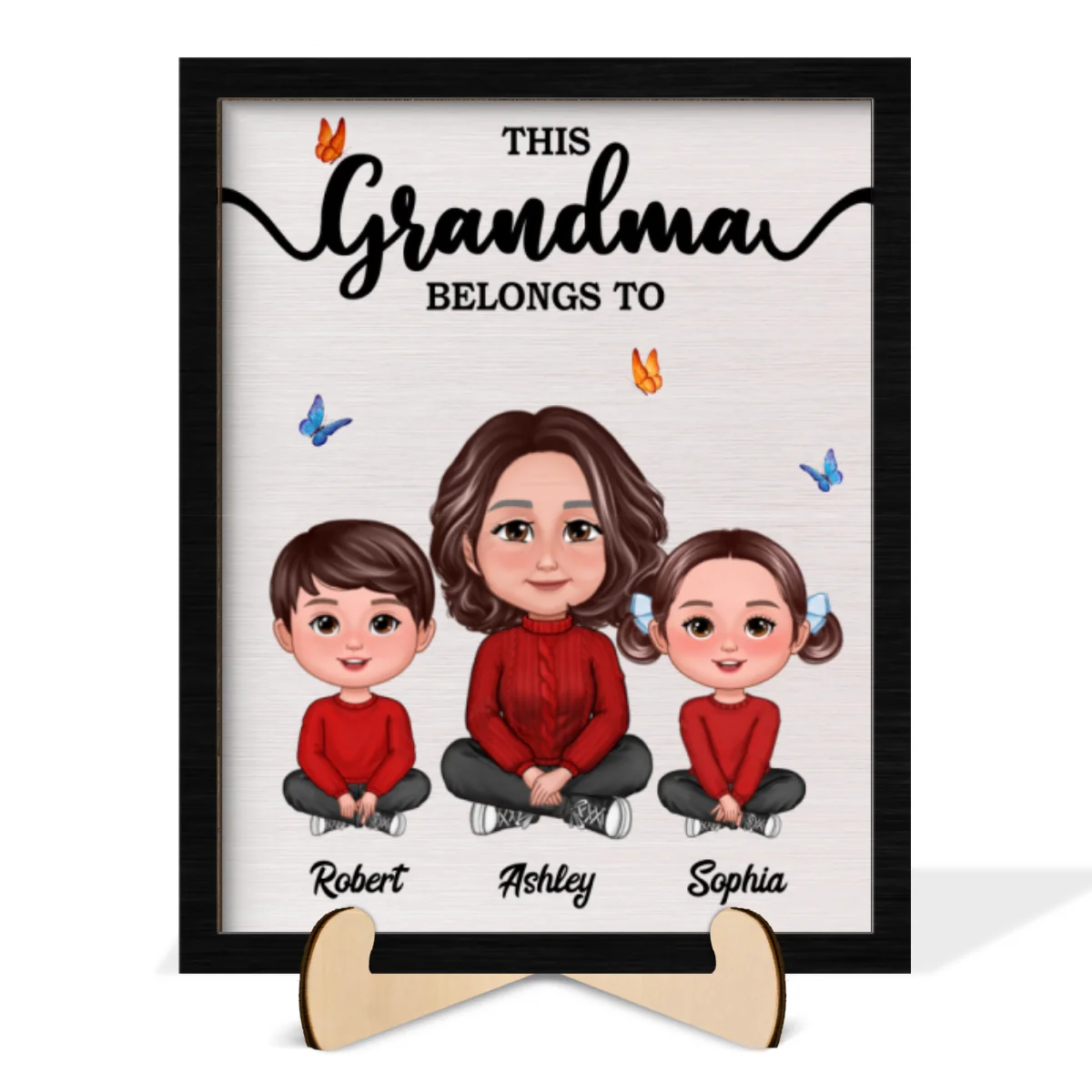 This Grandma Belongs To Personalized 2-Layer Wooden Plaque - Image 9