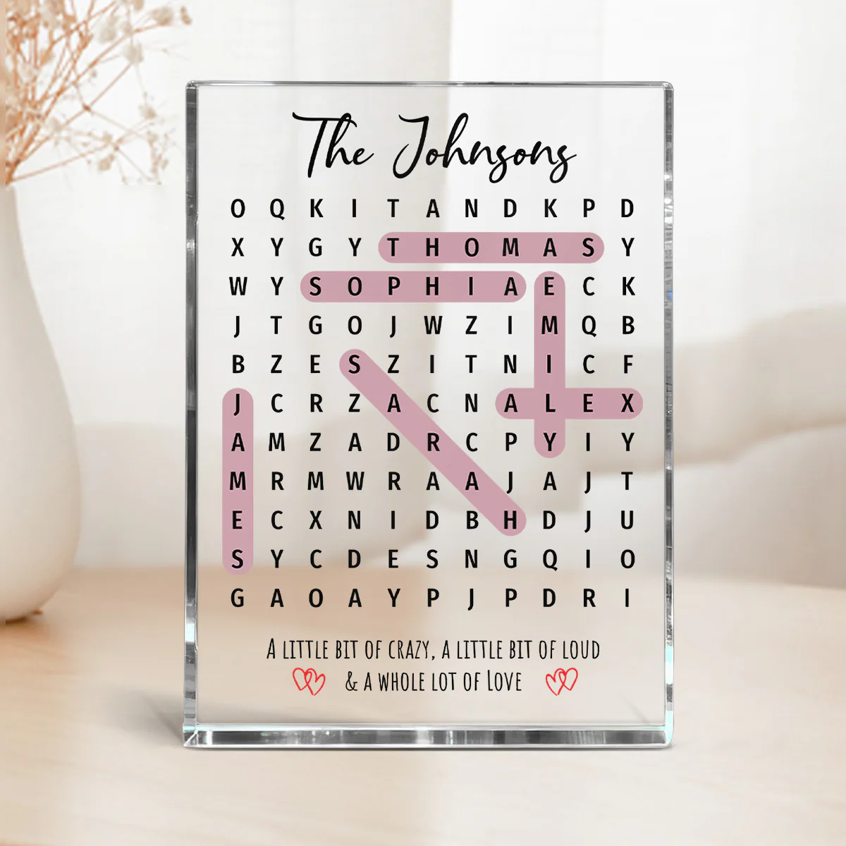 Family Name Word Search Puzzle Created In A Moment, Treasured Forever - Personalized Acrylic Block Plaque - Image 3