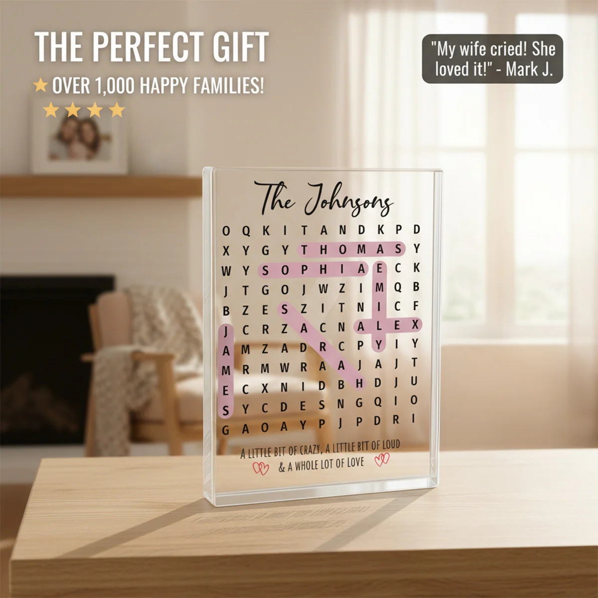Family Name Word Search Puzzle Created In A Moment, Treasured Forever - Personalized Acrylic Block Plaque - Image 4