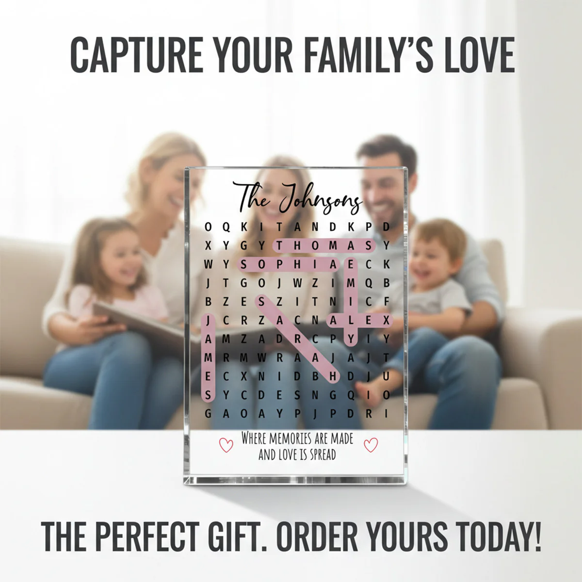 Family Name Word Search Puzzle Created In A Moment, Treasured Forever - Personalized Acrylic Block Plaque - Image 5