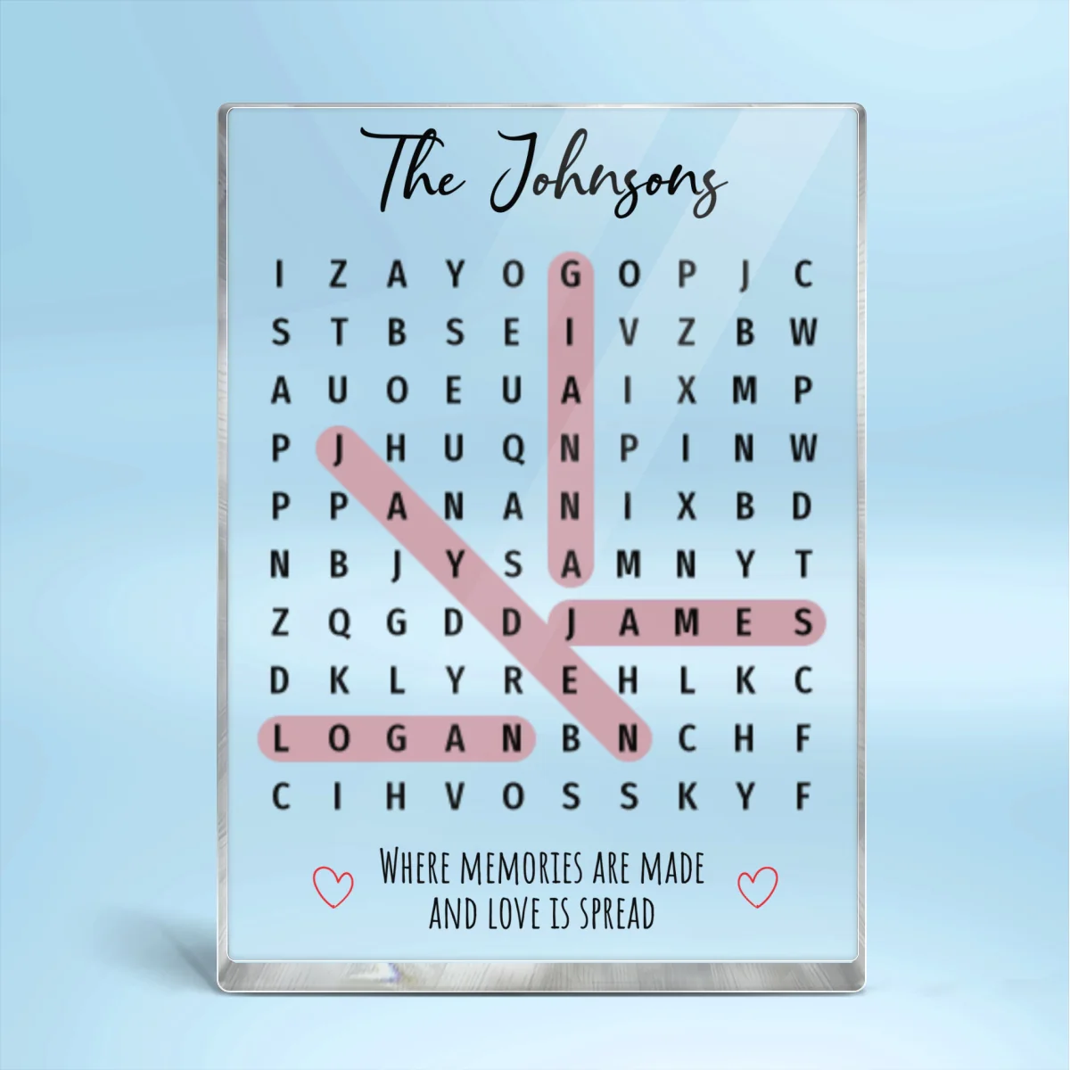 Family Name Word Search Puzzle Created In A Moment, Treasured Forever - Personalized Acrylic Block Plaque - Image 8