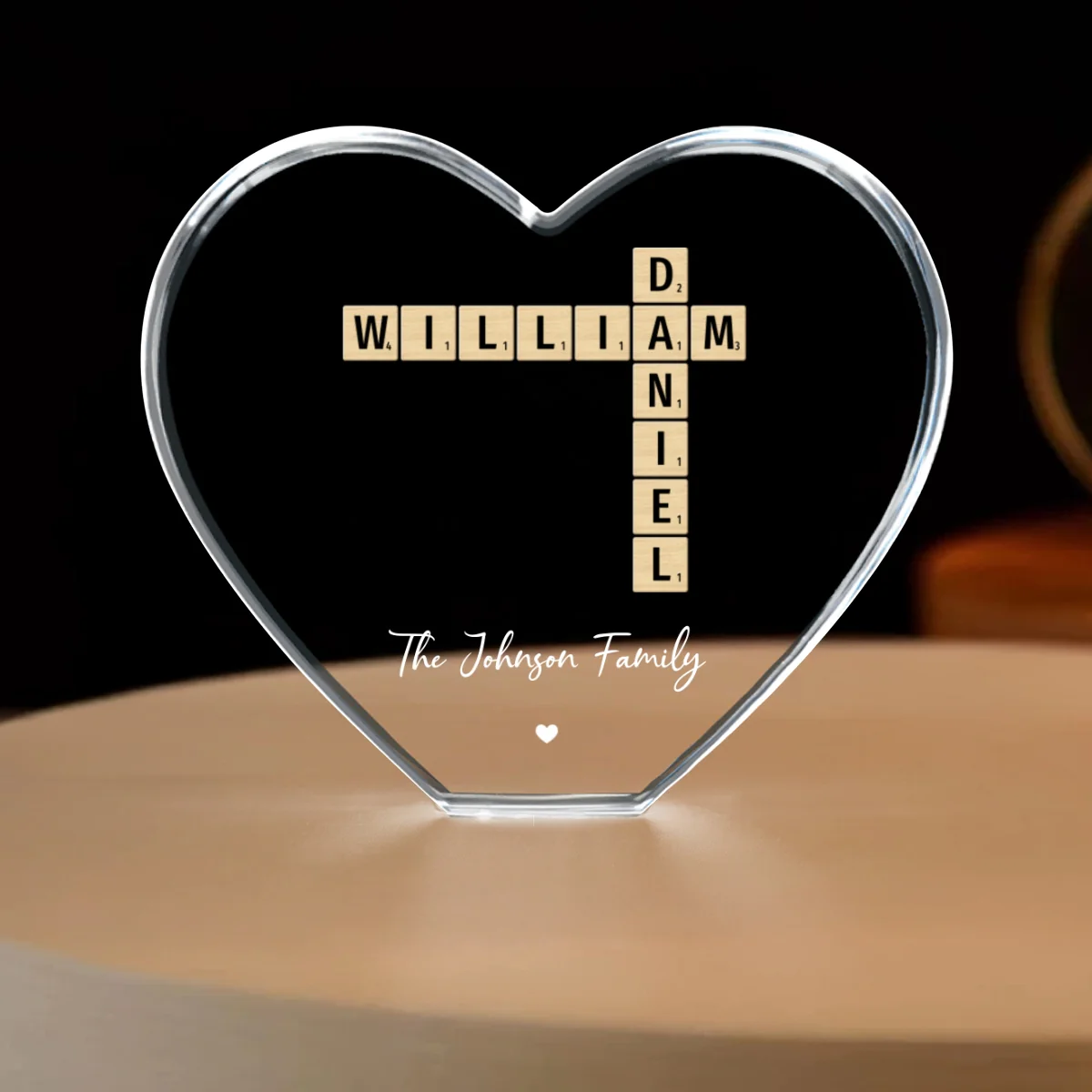 Family Names Crossword Art - Created In A Moment, Treasured Forever Personalized Heart Crystal LED - Image 14