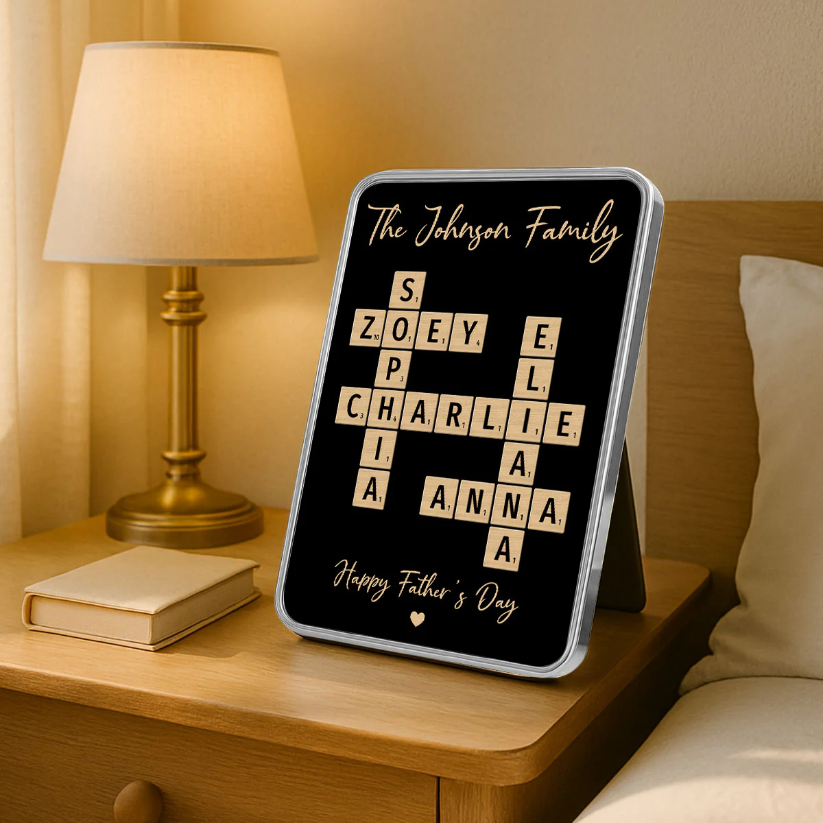 Family Names Crossword Puzzle Art Personalized Mirrored Picture Frame, Gift For Dad, Mom - Image 3