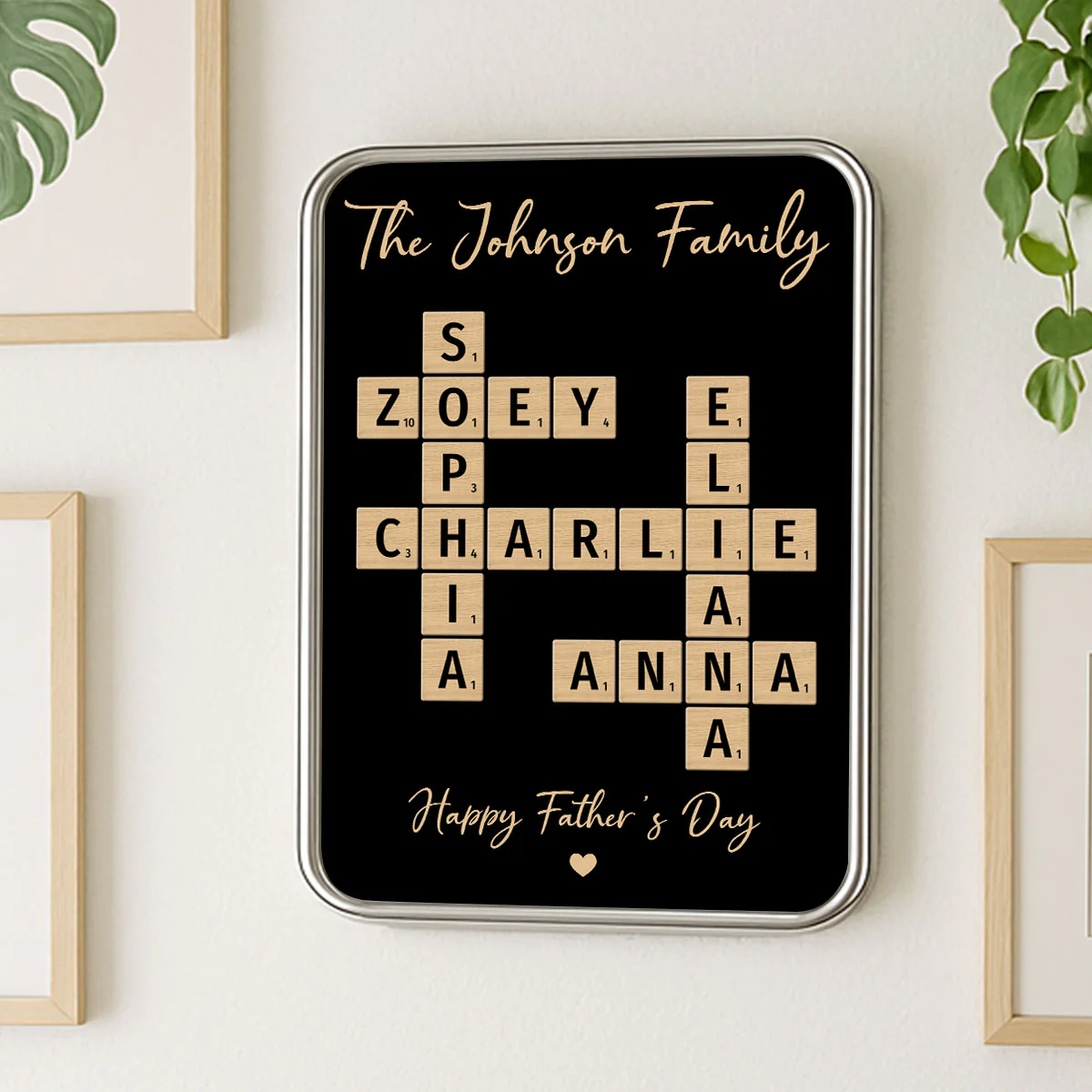 Family Names Crossword Puzzle Art Personalized Mirrored Picture Frame, Gift For Dad, Mom - Image 7