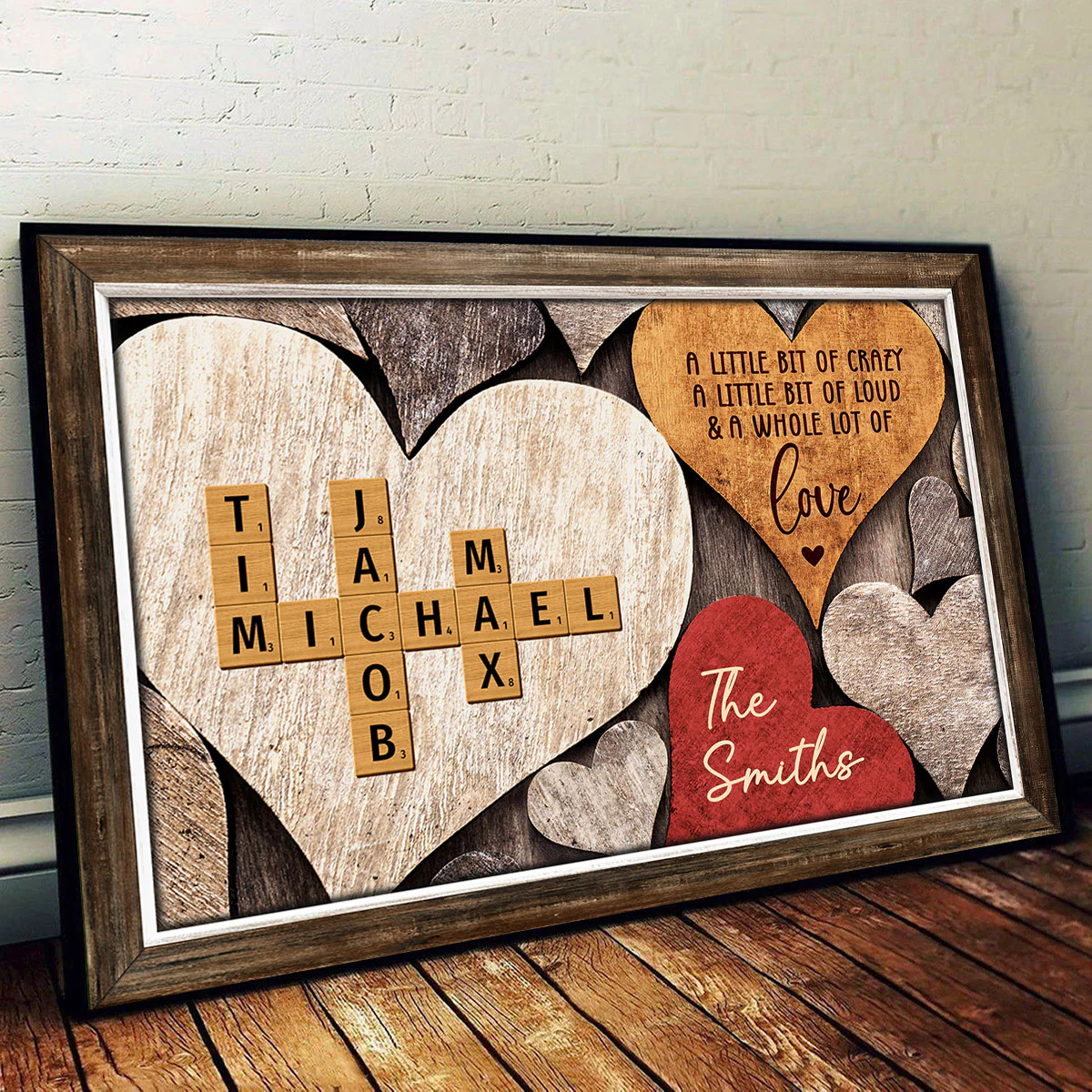 Family Names Crosswords Wooden Heart Shape Personalized Poster - Image 2