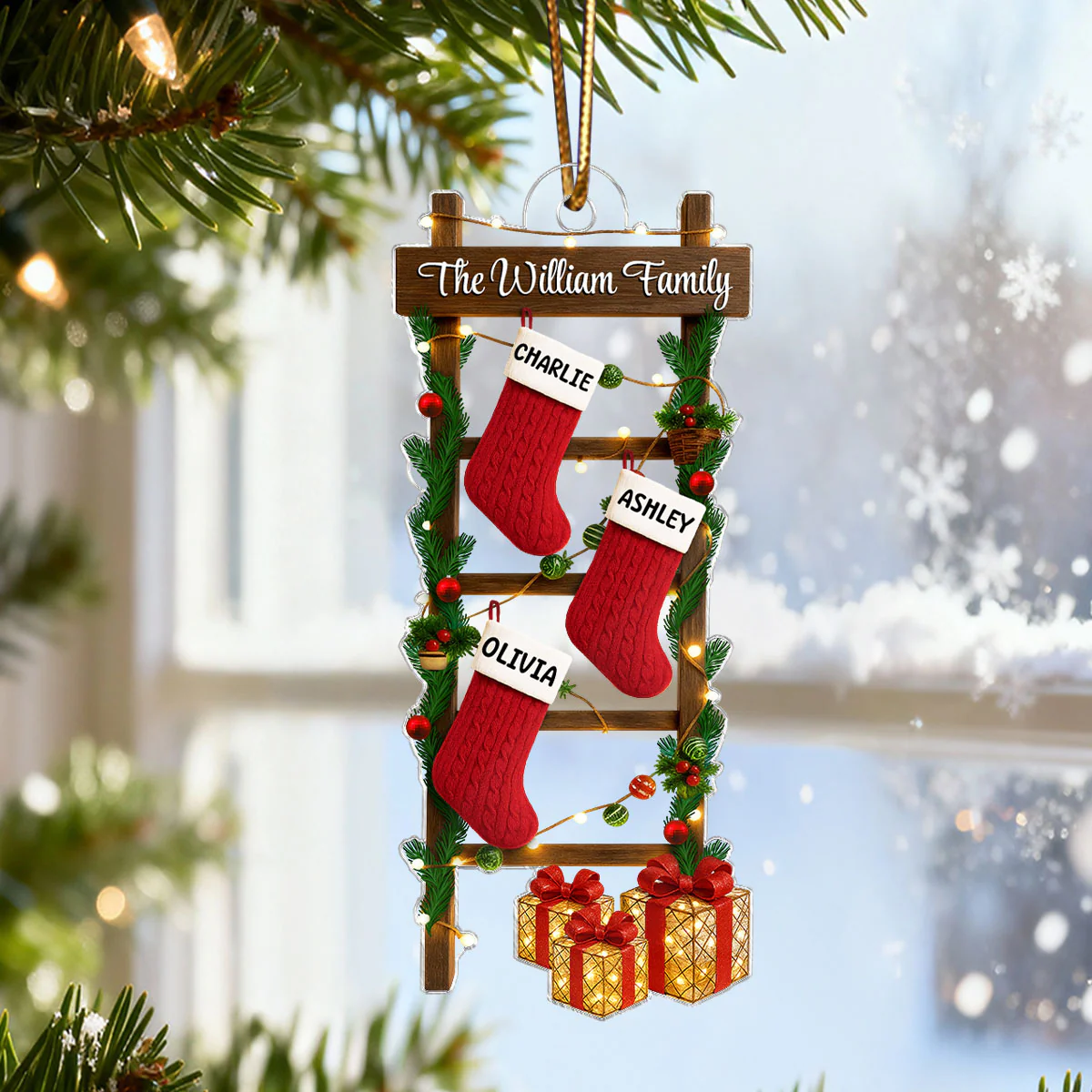Family Names Ladder Stocking 3D Effect - Persnalized Acrylic Ornament - Christmas Gift - Image 5