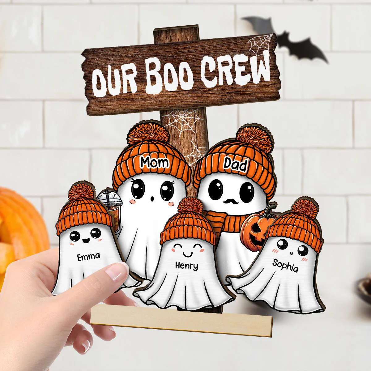Family Our Boo Crew Fall Season Halloween Personalized 2-Layer Standing Wooden Plaque - Image 4