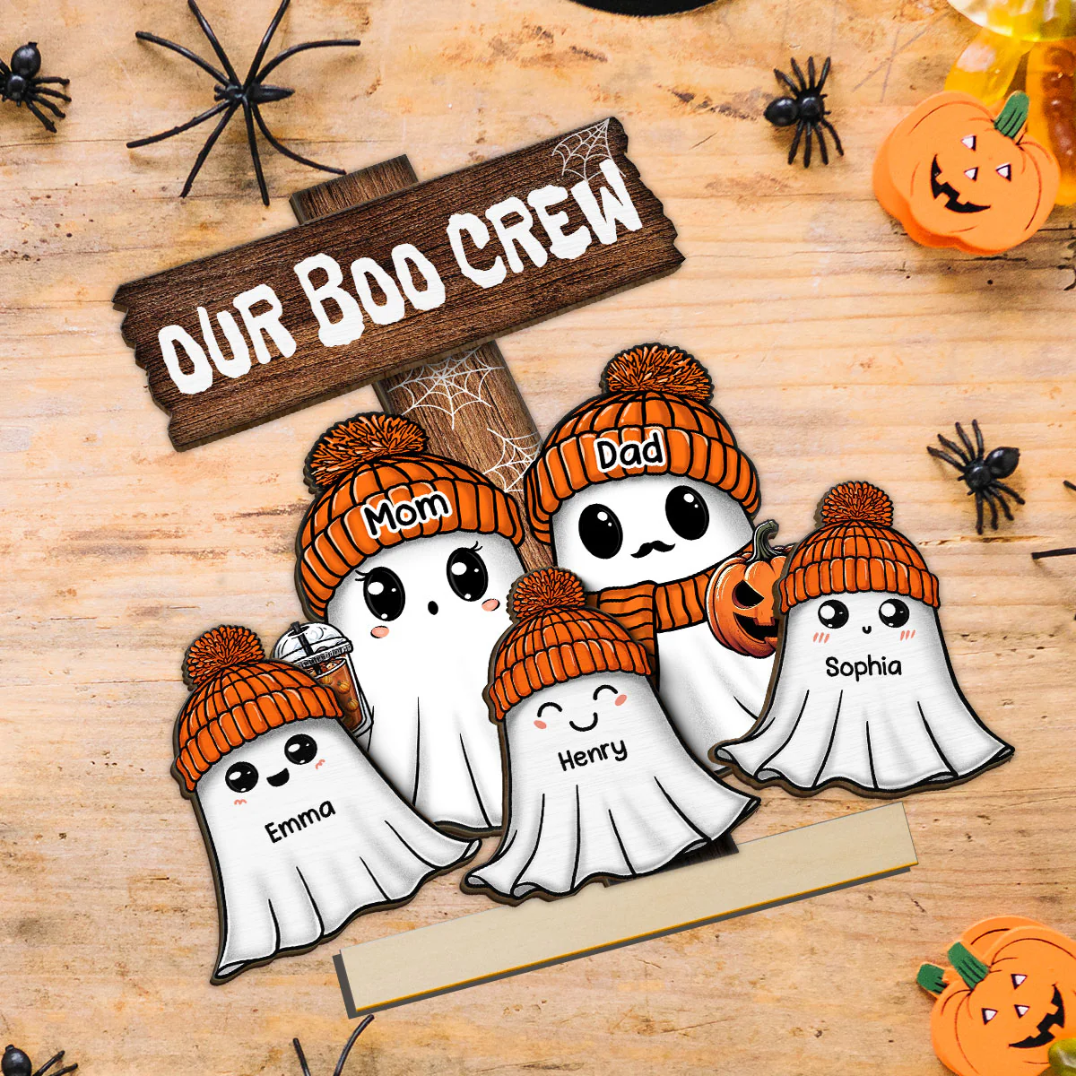 Family Our Boo Crew Fall Season Halloween Personalized 2-Layer Standing Wooden Plaque - Image 5