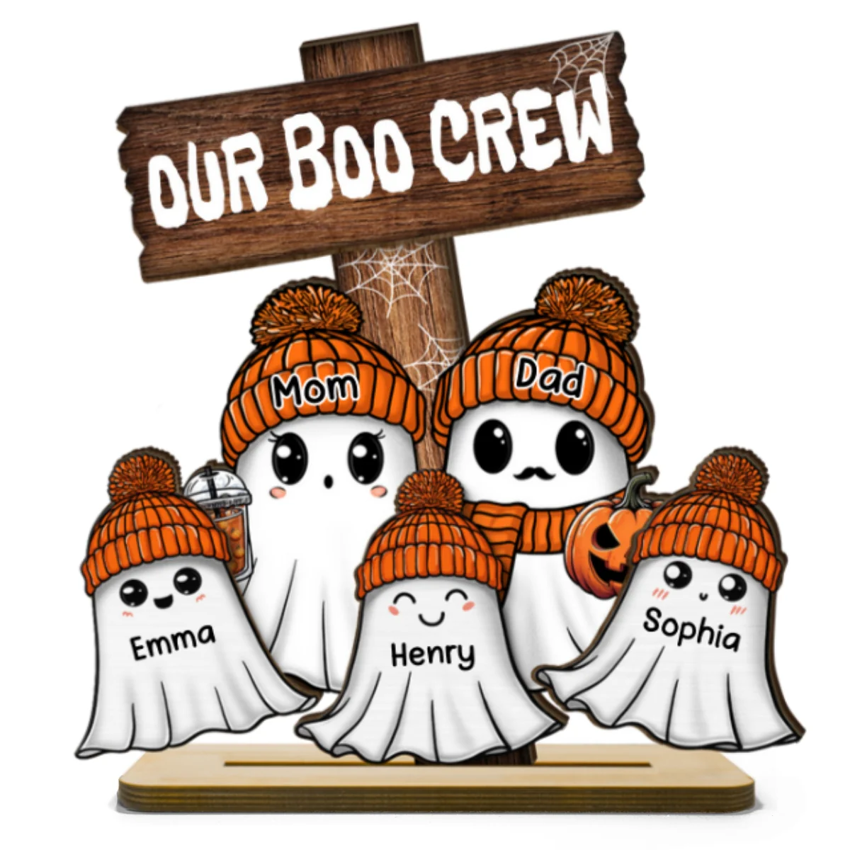 Family Our Boo Crew Fall Season Halloween Personalized 2-Layer Standing Wooden Plaque - Image 8