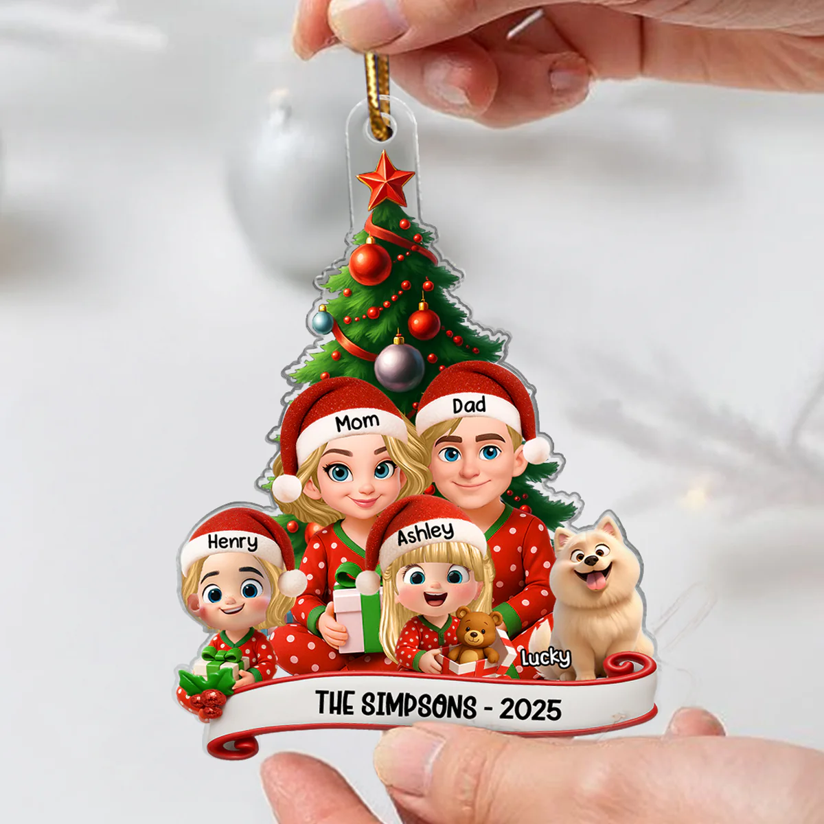 Family Pajama Personalized Acrylic Ornament, Christmas Decor for Family - Image 2
