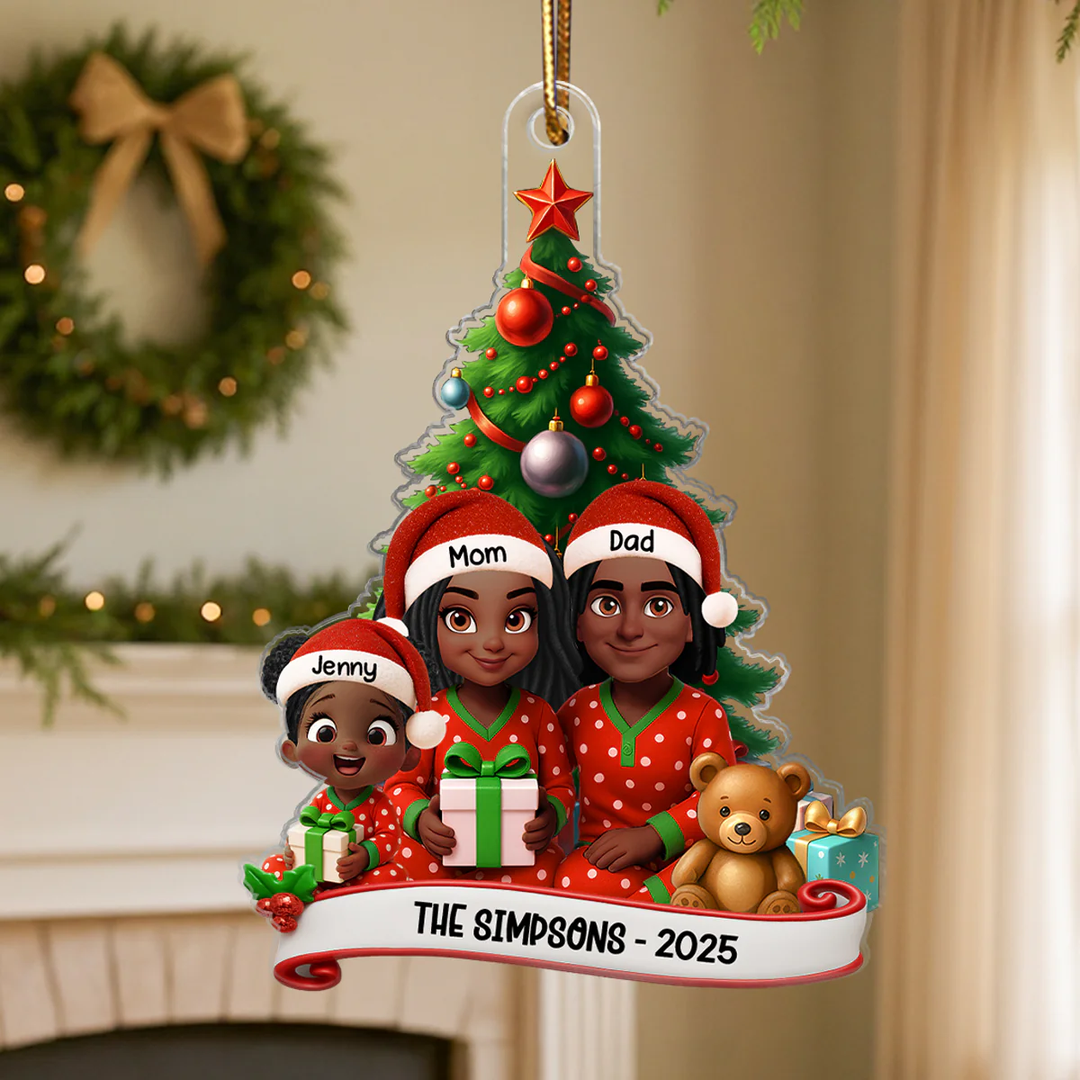 Family Pajama Personalized Acrylic Ornament, Christmas Decor for Family - Image 4