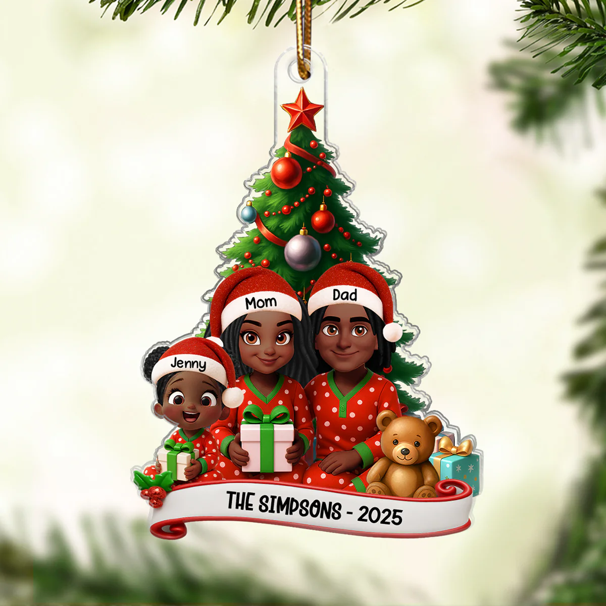 Family Pajama Personalized Acrylic Ornament, Christmas Decor for Family - Image 6