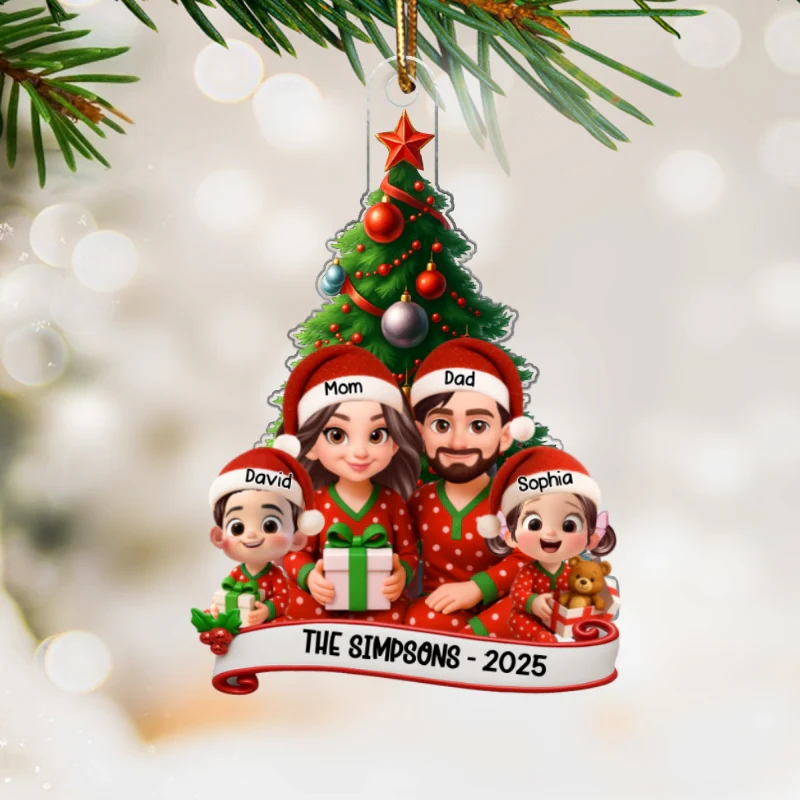 Family Pajama Personalized Acrylic Ornament, Christmas Decor for Family - Image 8