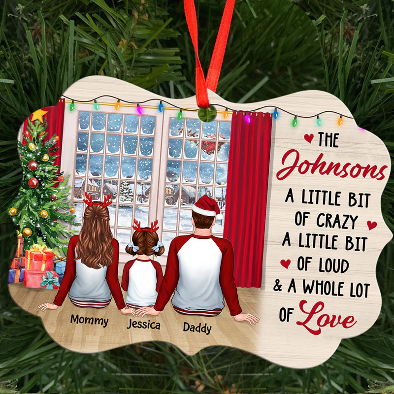 Family Pajamas Sitting Window Personalized Christmas Ornament - Image 2