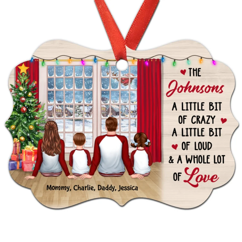 Family Pajamas Sitting Window Personalized Christmas Ornament - Image 3