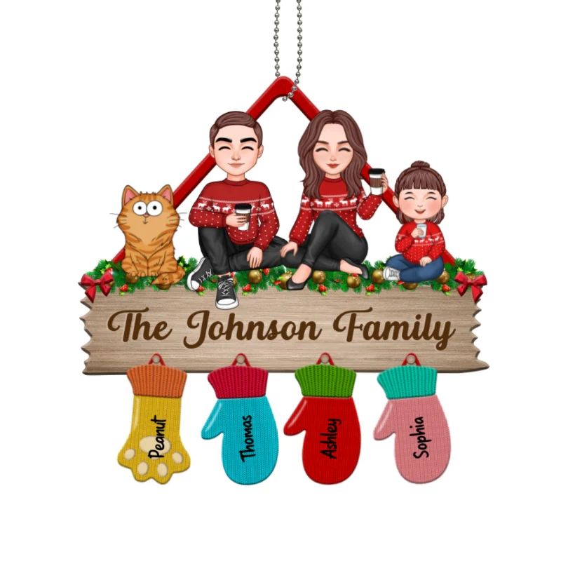 Family Peeking Christmas Glove - Personalized Ornament - Image 5
