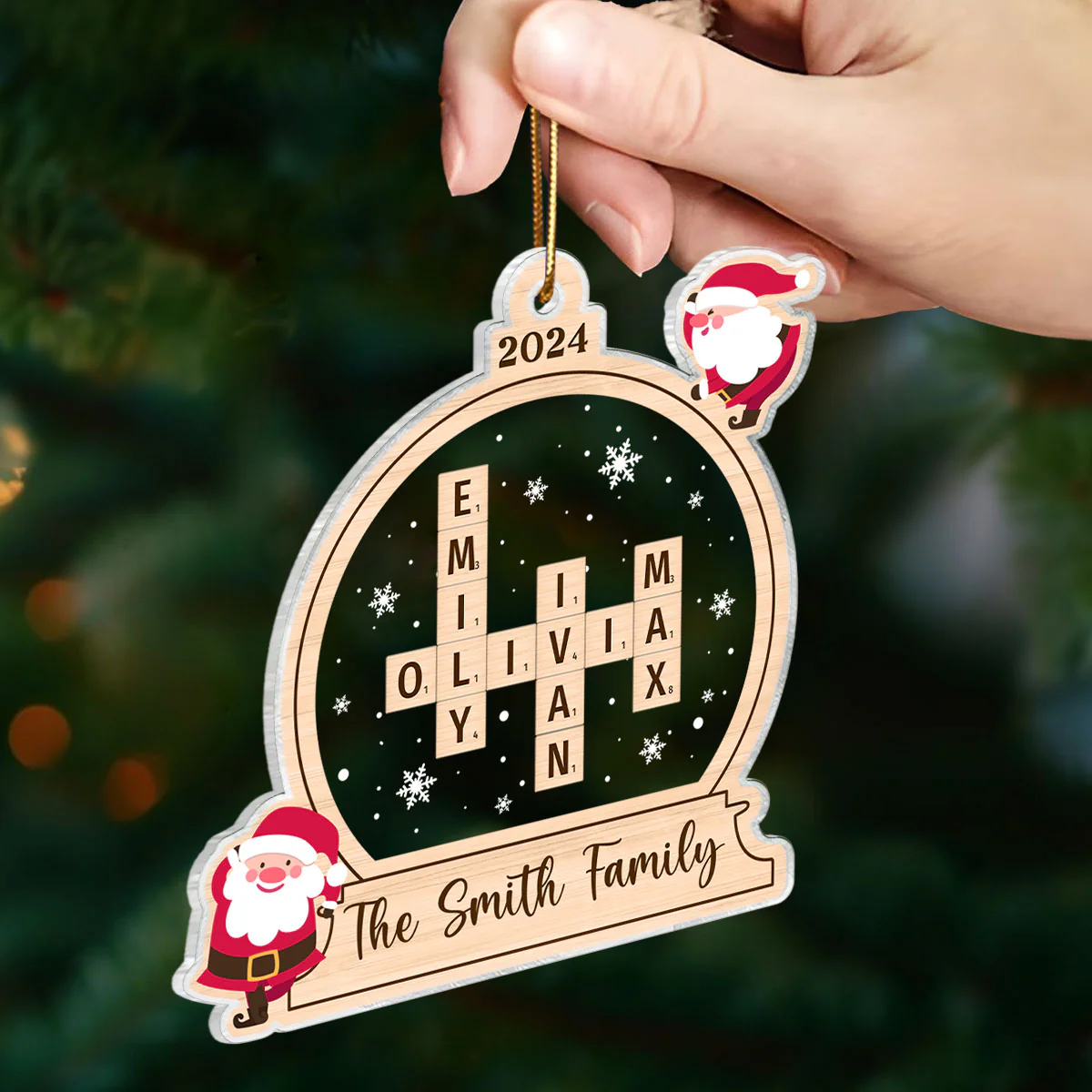 Family Personalized Crossword Ornament, Family Names Puzzle Keepsake, Christmas Tree Decoration, Christmas Gift for Loved Ones - Image 3