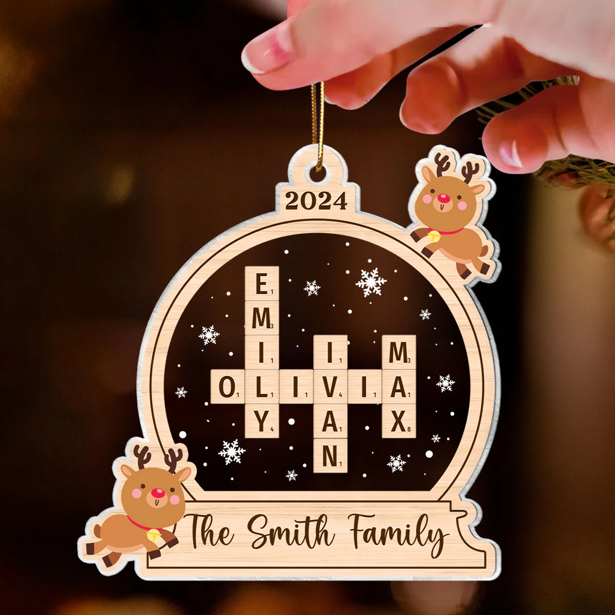 Family Personalized Crossword Ornament, Family Names Puzzle Keepsake, Christmas Tree Decoration, Christmas Gift for Loved Ones - Image 4