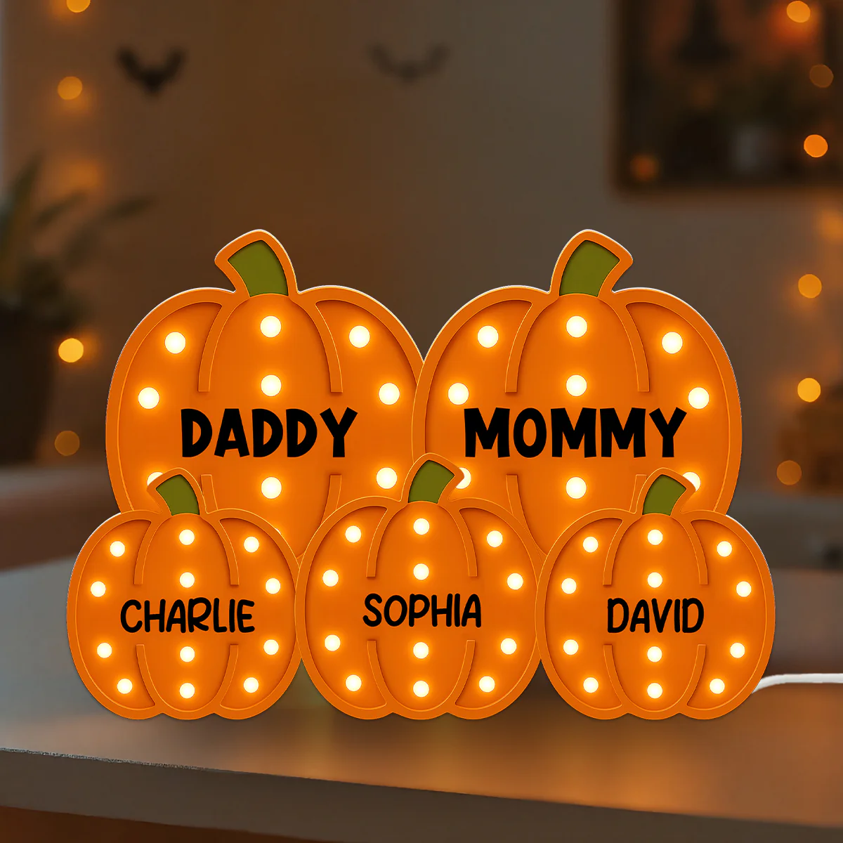 3D Effect Family Pumpkin Patch Marquee Pattern Texture - Personalized Light Box - Cozy Fall Vibe Home Decoration - Image 3