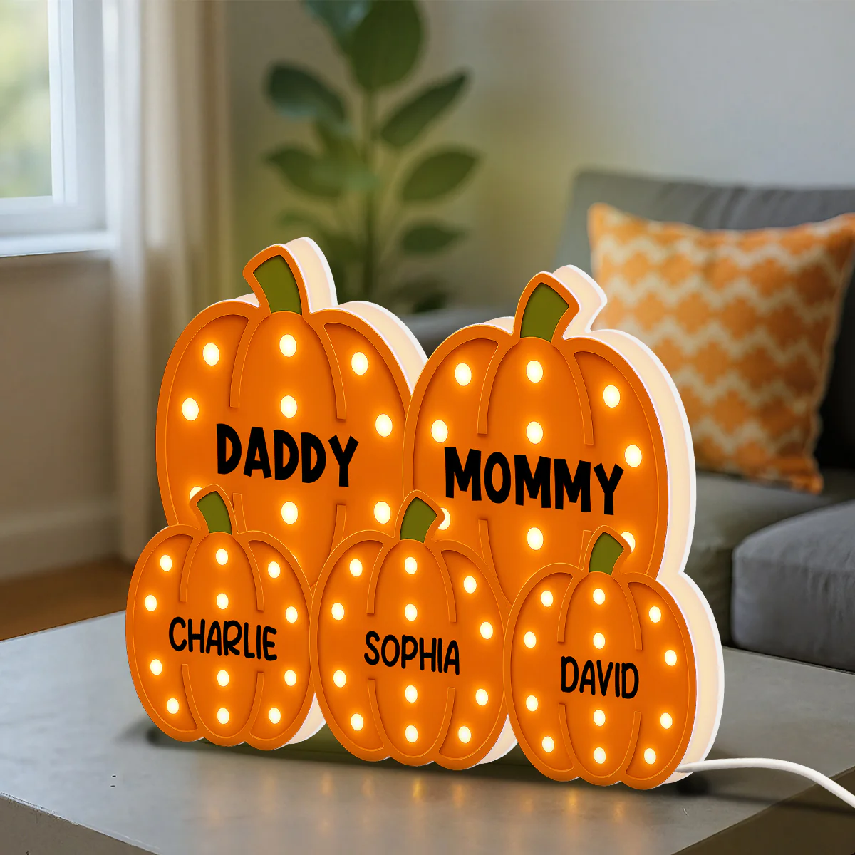 3D Effect Family Pumpkin Patch Marquee Pattern Texture - Personalized Light Box - Cozy Fall Vibe Home Decoration - Image 4