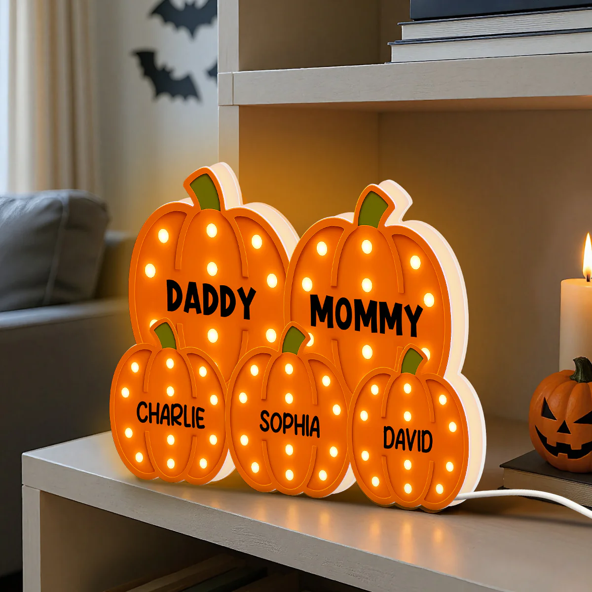 3D Effect Family Pumpkin Patch Marquee Pattern Texture - Personalized Light Box - Cozy Fall Vibe Home Decoration - Image 9