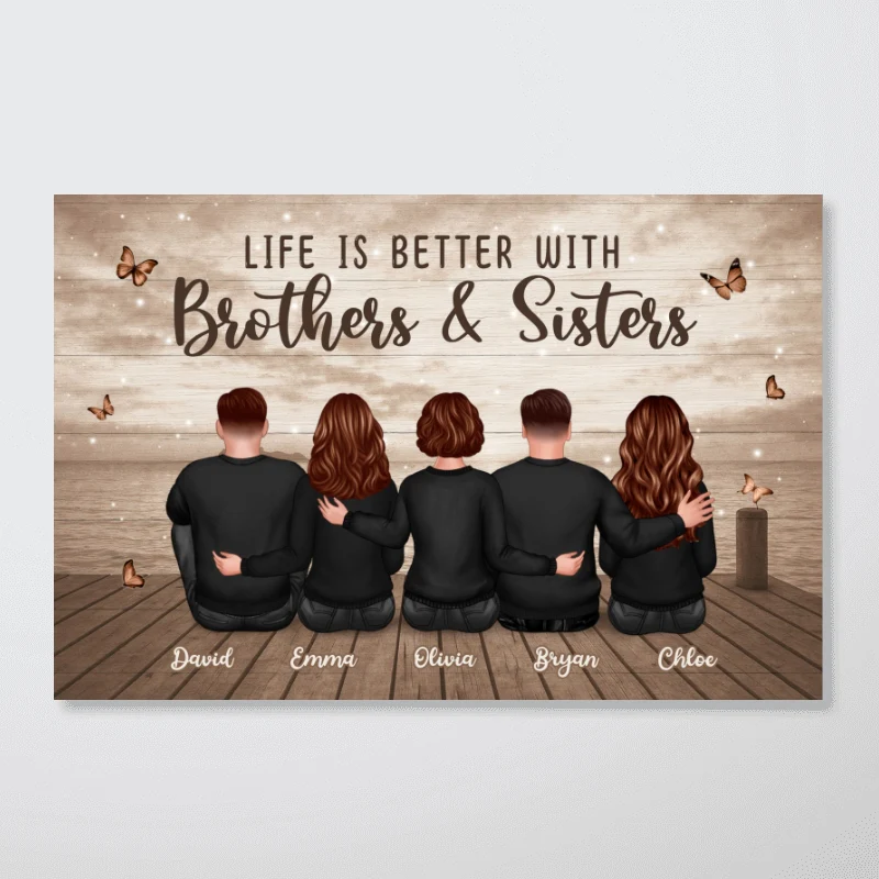 Family Siblings Besties Retro Wall Art - Personalized Poster - Sentimental Gift for Loved Ones - Image 12
