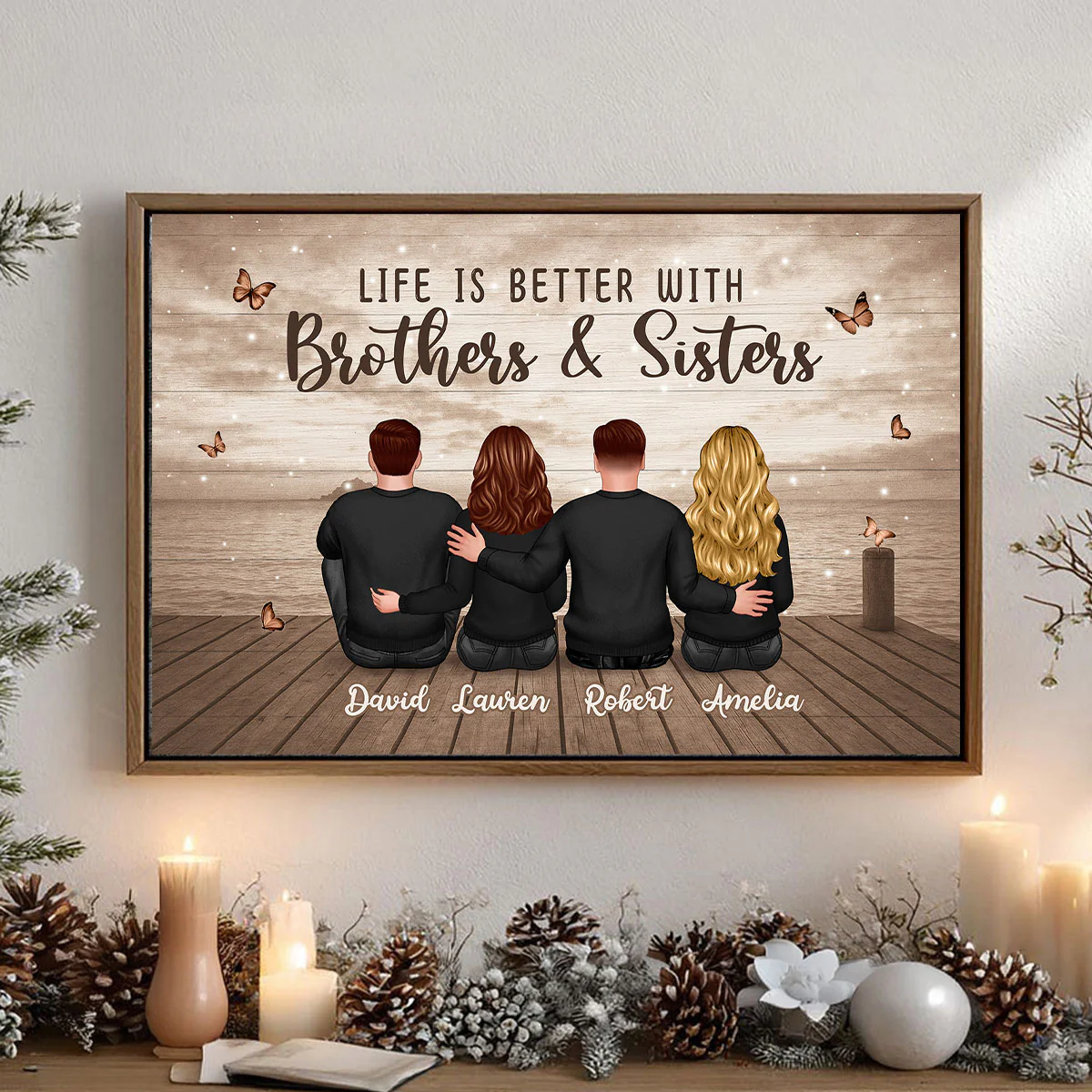 Family Siblings Besties Retro Wall Art - Personalized Poster - Sentimental Gift for Loved Ones - Image 2