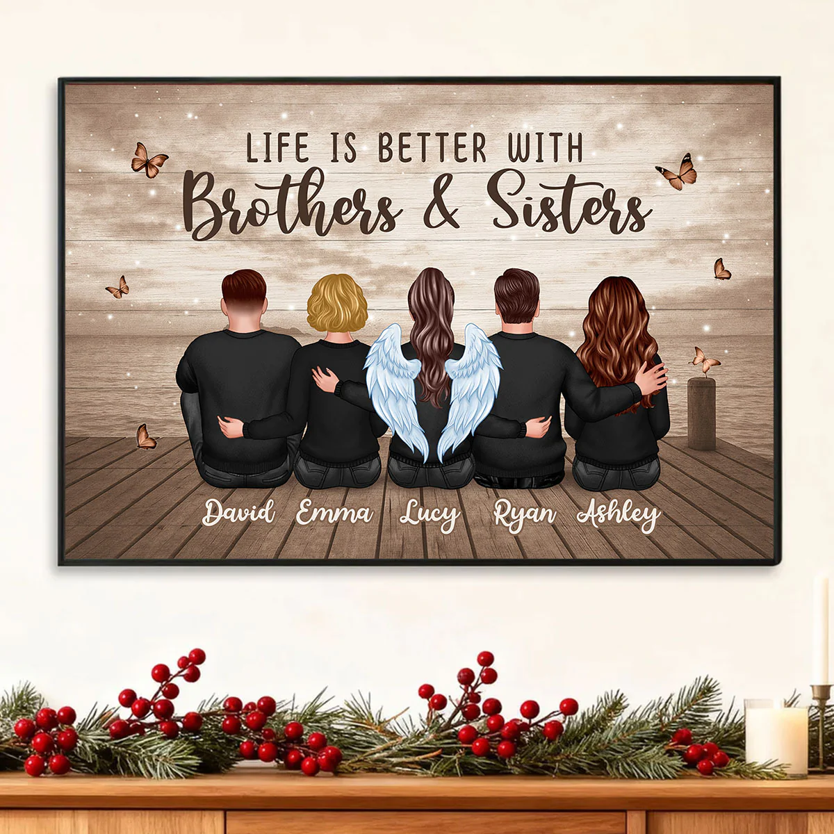 Family Siblings Besties Retro Wall Art - Personalized Poster - Sentimental Gift for Loved Ones - Image 3