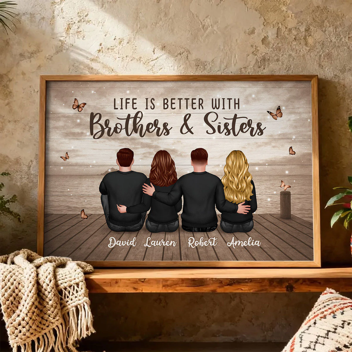 Family Siblings Besties Retro Wall Art - Personalized Poster - Sentimental Gift for Loved Ones - Image 4