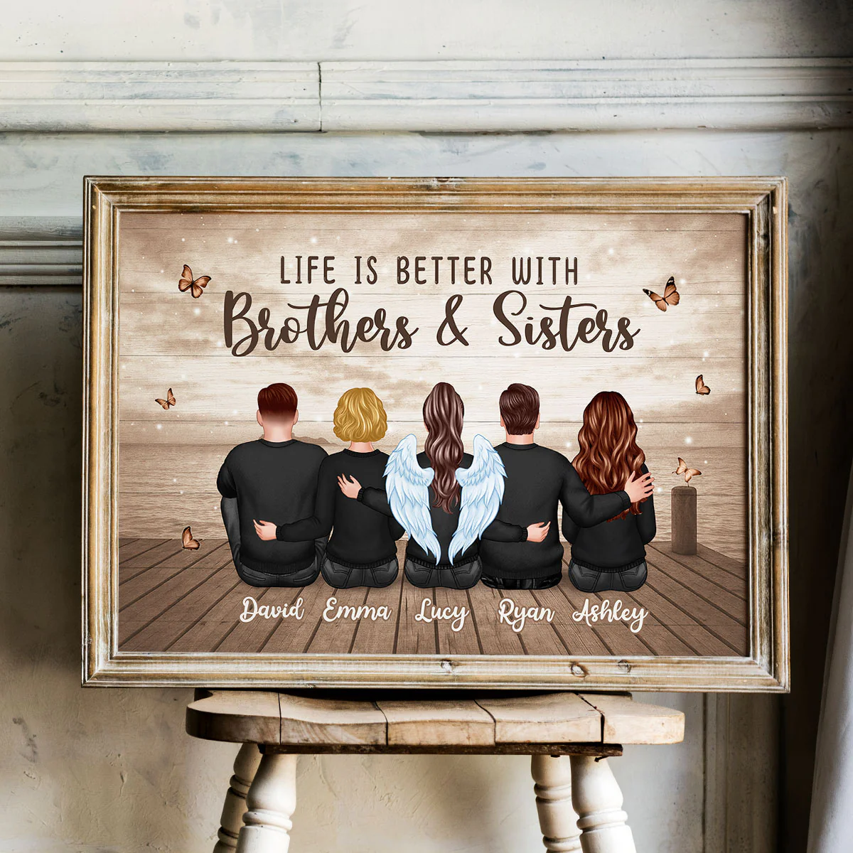 Family Siblings Besties Retro Wall Art - Personalized Poster - Sentimental Gift for Loved Ones - Image 9