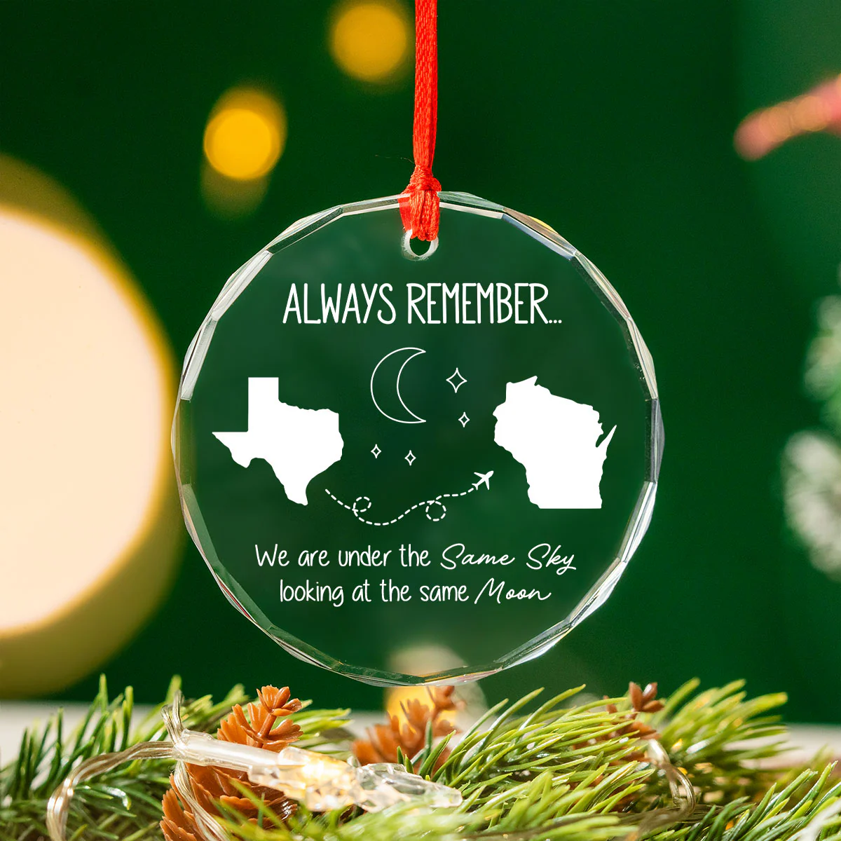 Family Siblings Sisters Besties Long Distance Personalized Glass Ornament, Christmas Gift - Image 3