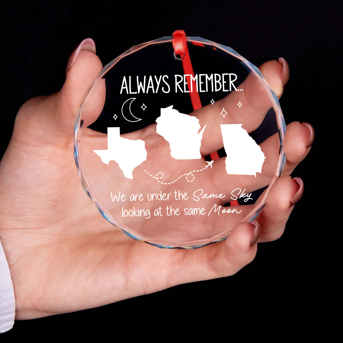 Family Siblings Sisters Besties Long Distance Personalized Glass Ornament, Christmas Gift - Image 4