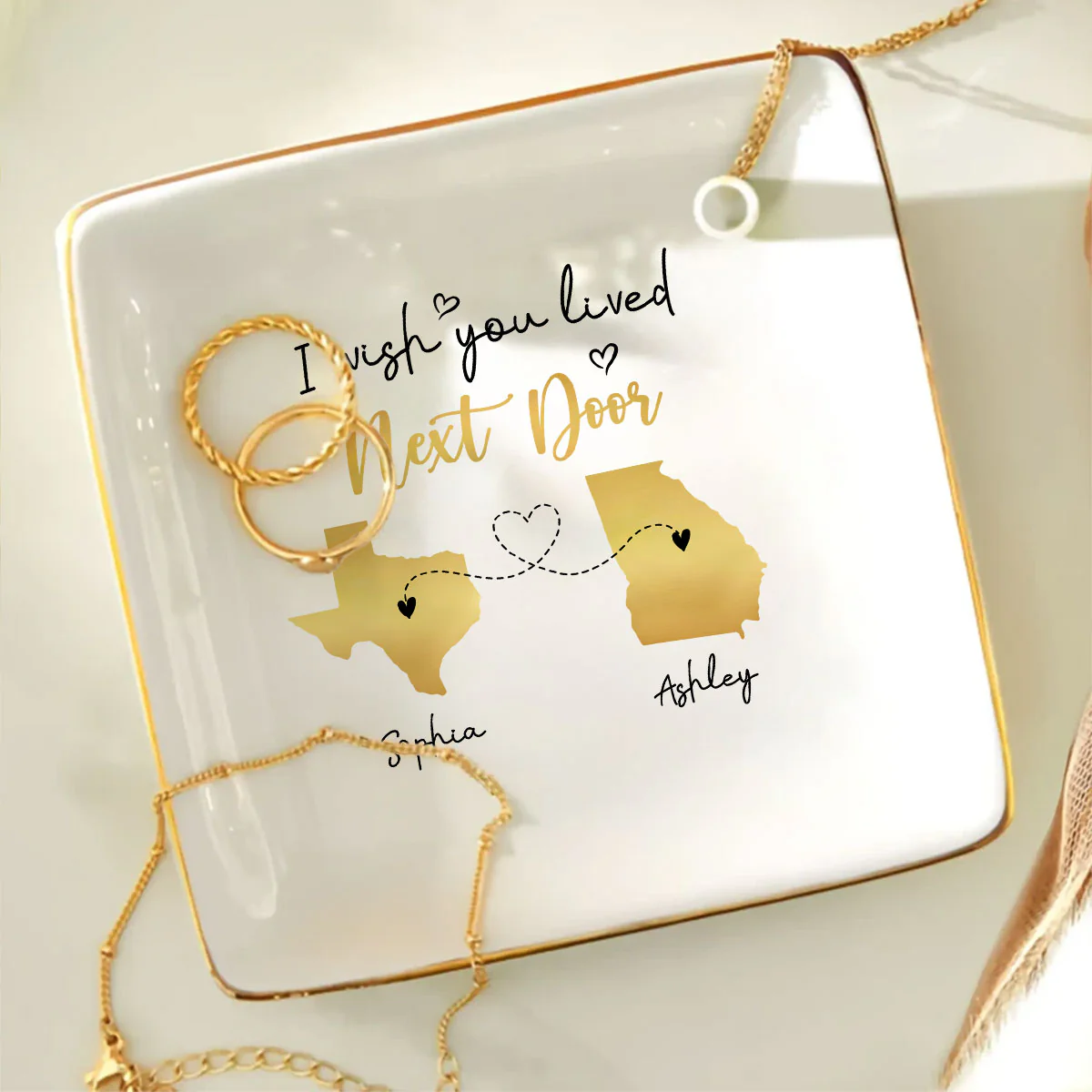 Family Siblings Sisters Friends Long Distance Personalized Ceramic Jewelry Dish, Togetherness Christmas Gift - Image 7