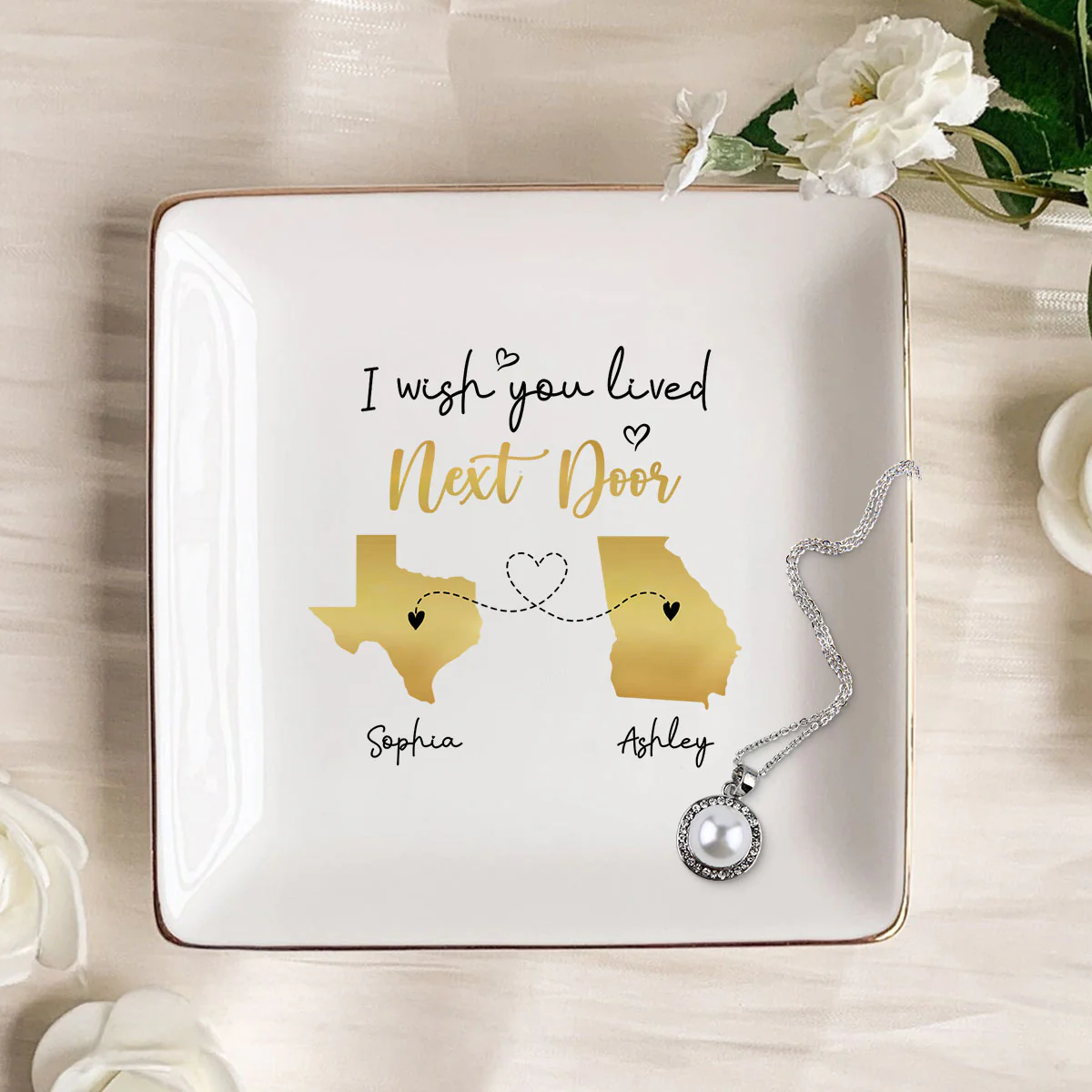 Family Siblings Sisters Friends Long Distance Personalized Ceramic Jewelry Dish, Togetherness Christmas Gift - Image 8