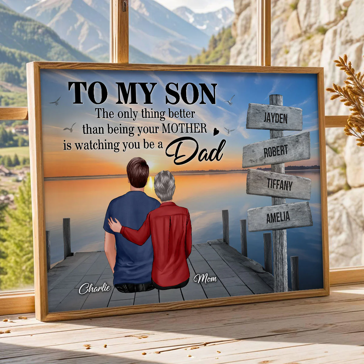 Family Sign Posts Custom Names To My Son - Personalized Poster - Father's Day Gift For Son - Image 4
