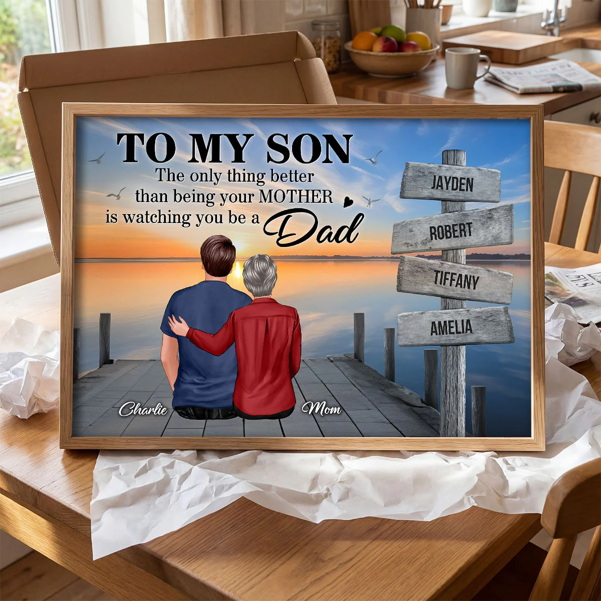 Family Sign Posts Custom Names To My Son - Personalized Poster - Father's Day Gift For Son - Image 6