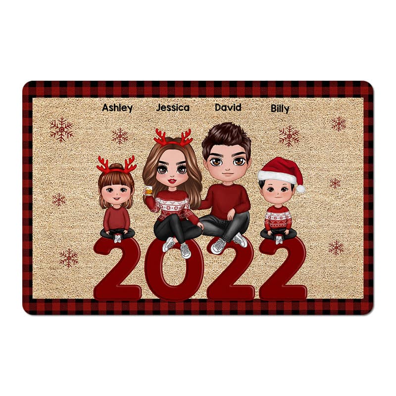 Family Sitting 2022 Christmas Personalized Doormat - Image 2