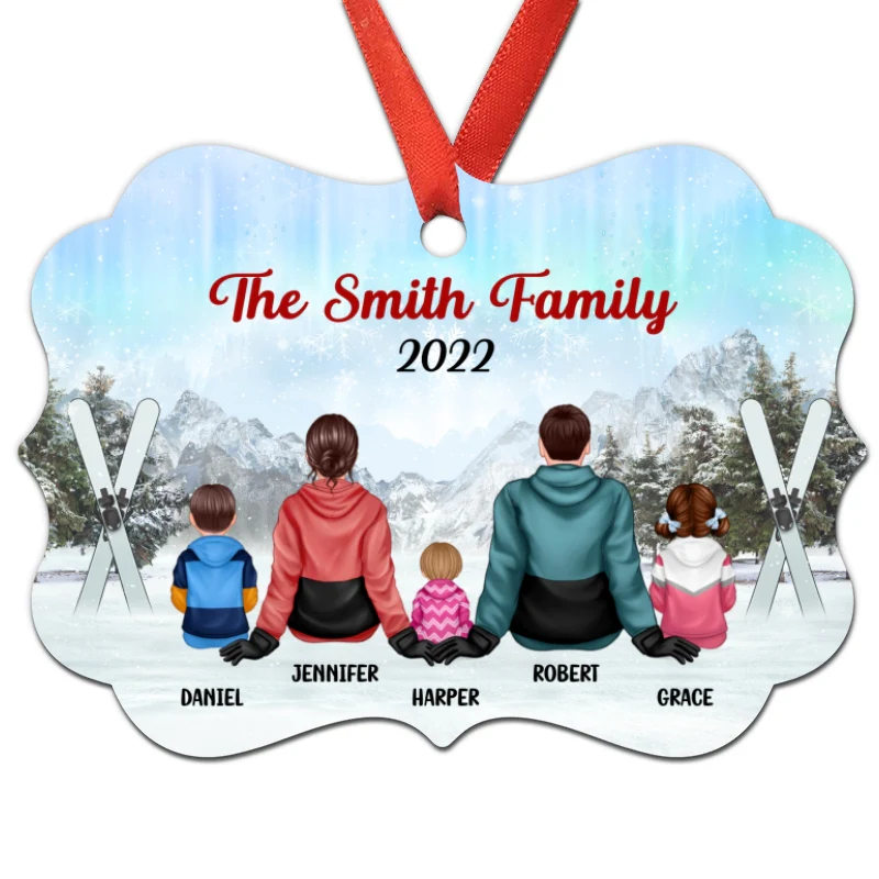Family Sitting 2023 Skiing Christmas Personalized Christmas Ornament - Image 2