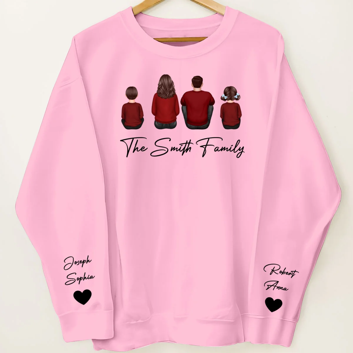 Family Sitting Back View Christmas Personalized Sleeve Printed Sweatshirt - Image 9