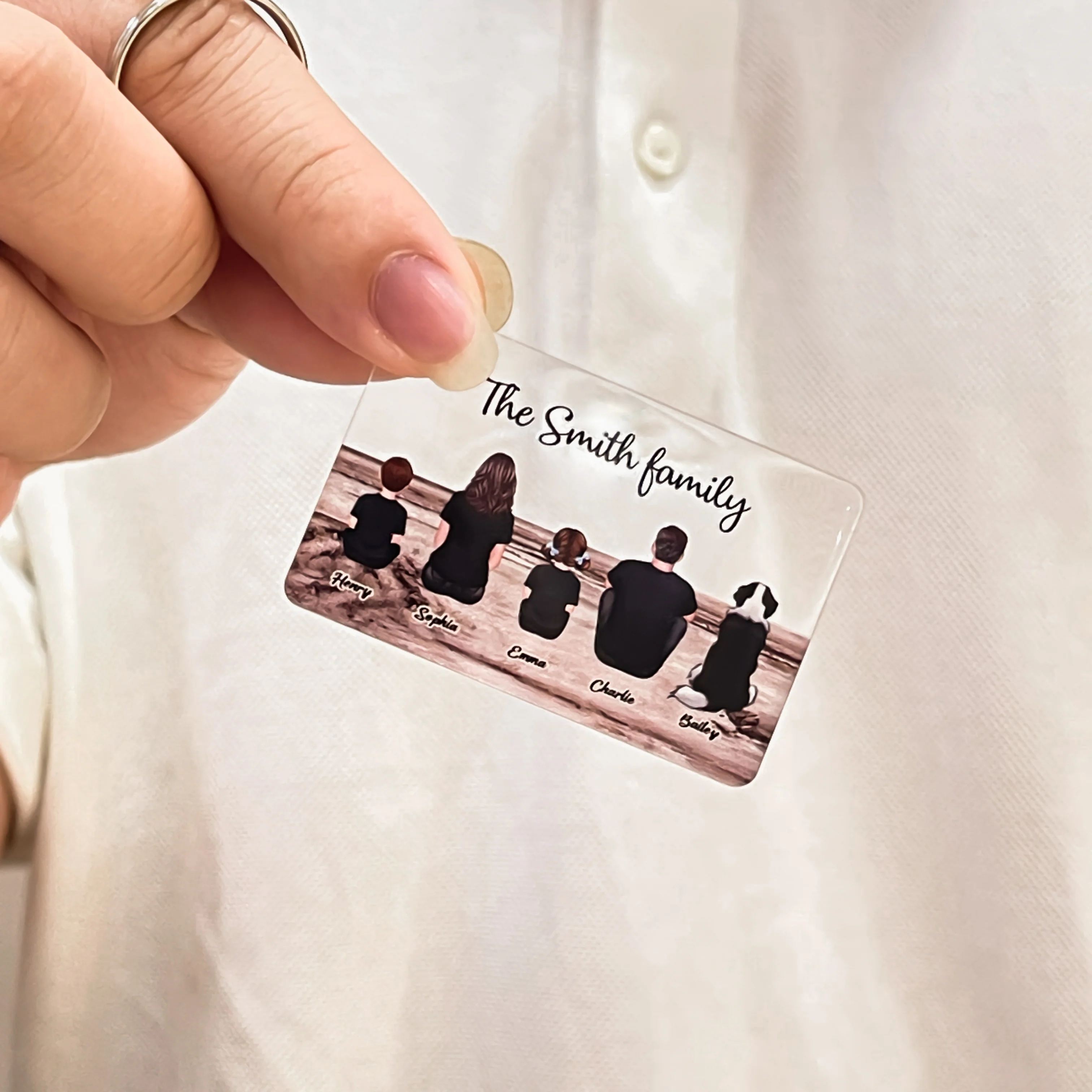 Family Sitting Vintage Background - Personalized Acrylic Keychain - Image 9