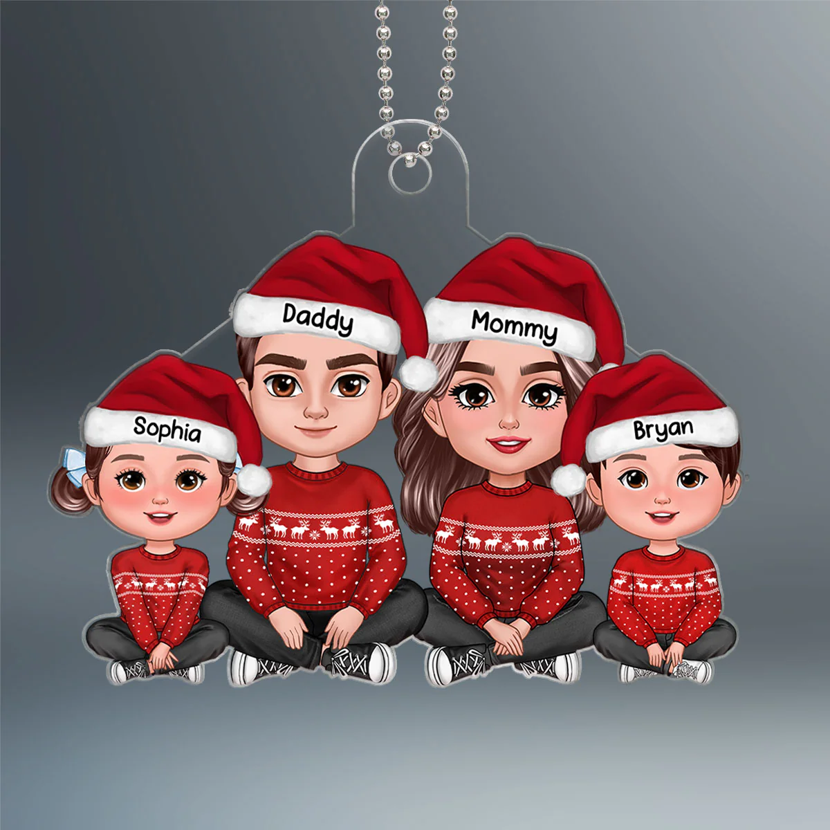 Family Sitting Crossed Legs Christmas Gifts Personalized Acrylic Ornament - Image 2