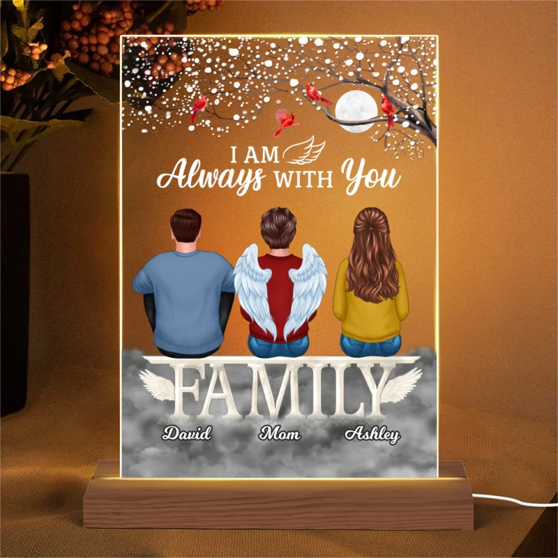 Family Sitting On Text Memorial Remembrance Personalized Rectangle Acrylic Plaque LED Lamp Night Light - Image 4
