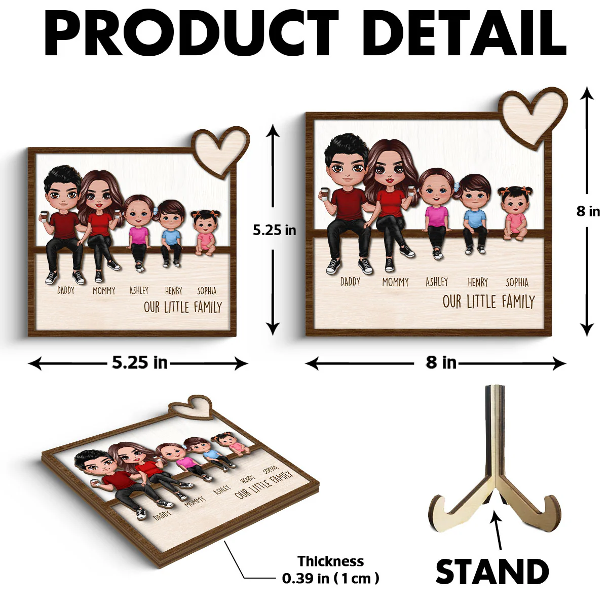 Family Sitting Together Home Decor Personalized 2-Layer Wooden Plaque - Image 6