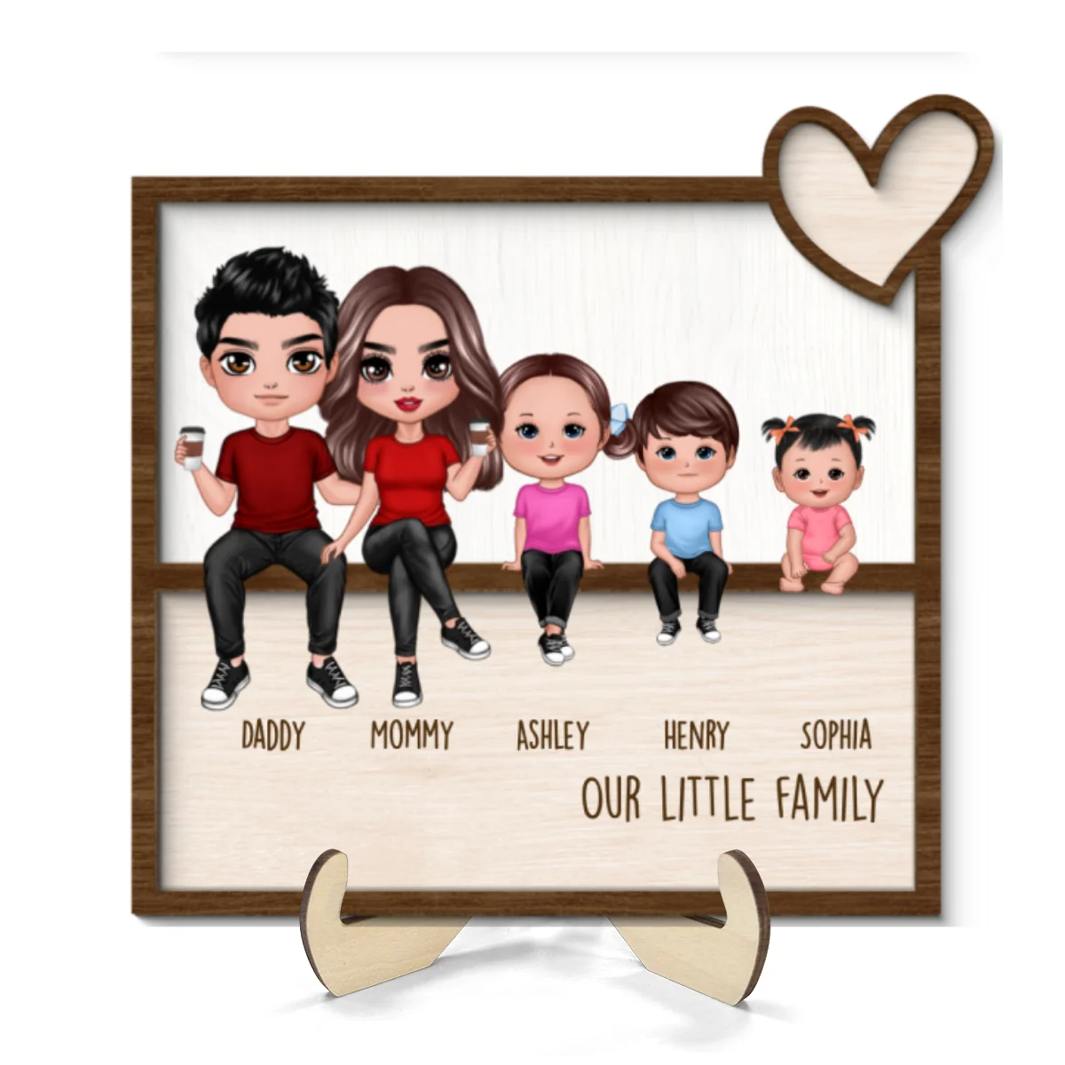 Family Sitting Together Home Decor Personalized 2-Layer Wooden Plaque - Image 8
