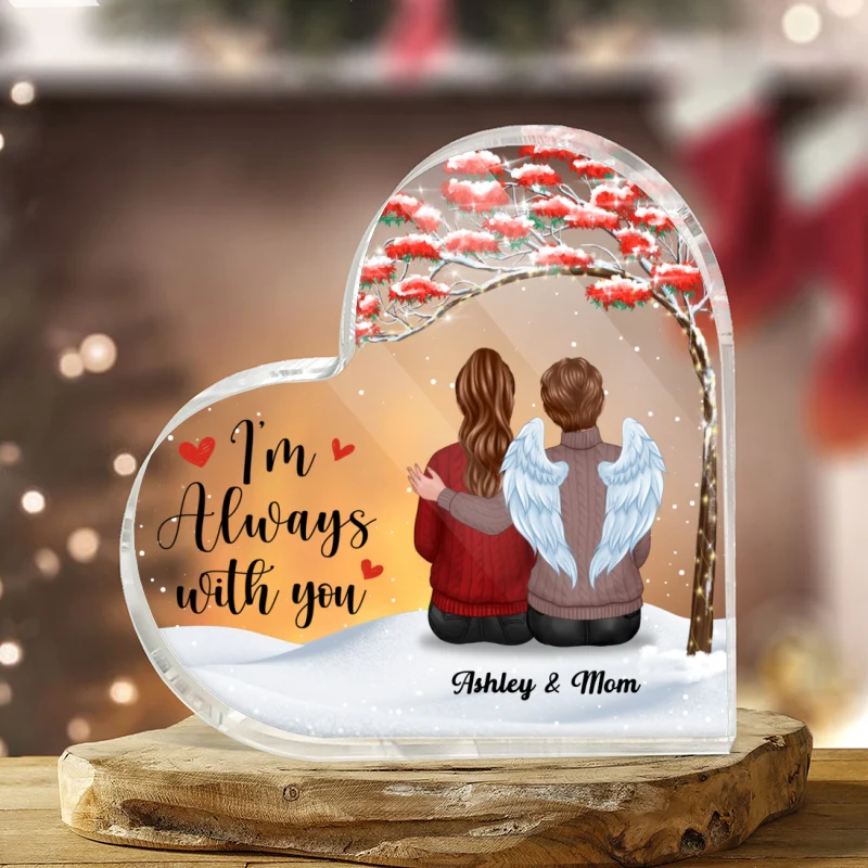 Family Sitting Under Red Tree Memorial Remembrance Gift Personalized Heart Plaque - Image 3